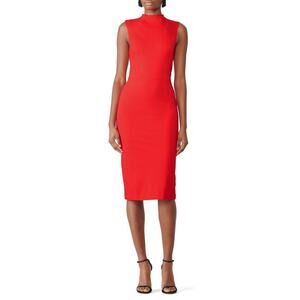 SHILLA Bright Red Illume Bodycon Open Back Hourglass Fitted Midi Dress Size XL